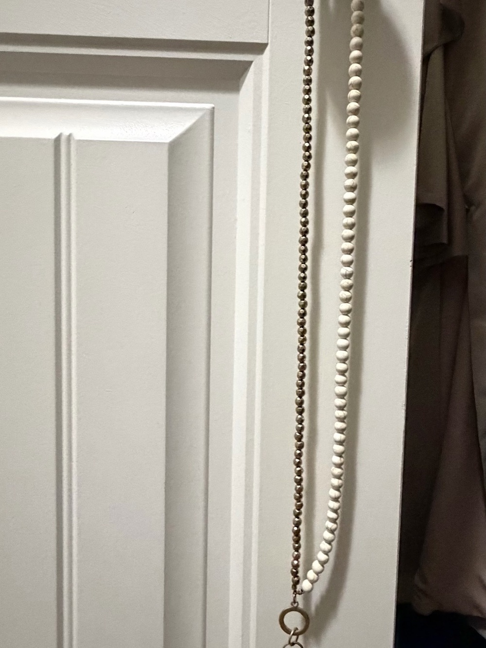 Wood Bead Door Hanger Necklace Organizer - White & Brown